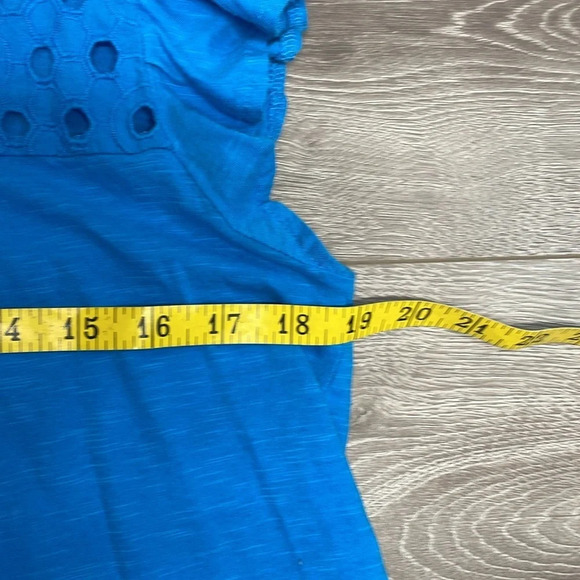 Loft Outlet Flutter Sleeve Eyelet Tie Back Blue Top M - Picture 5 of 12